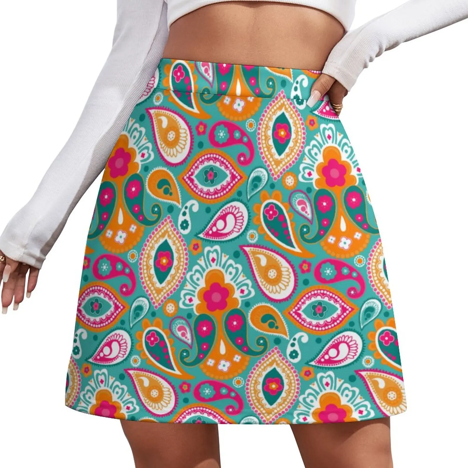 

70s 60s Boho Retro Skirt Hippy Chic Print Modern Mini Skirts Summer High Waist Graphic Aesthetic Casual Skirt 2XL 3XL 4XL