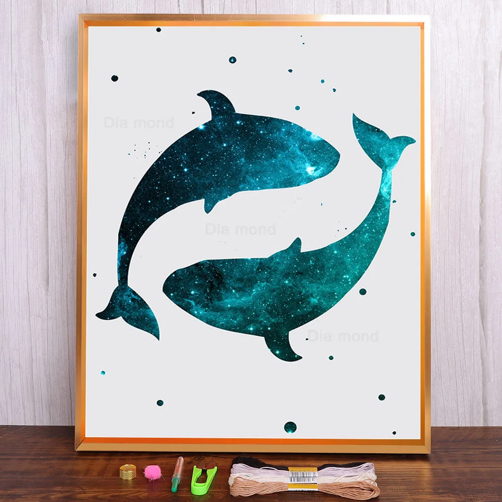 

Galaxy Nebula Silhouette Animal Deer Printed Fabric 11CT Cross Stitch DIY Embroidery Complete Kit DMC Threads Different