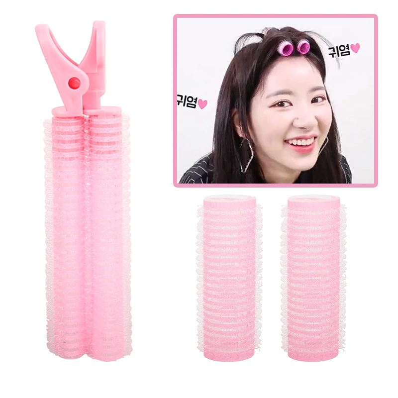 

2Pcs Fluffy Hair Clips Magic Bangs Curling Roller Hair Curling Clip Lazy Fluffy Hair Top Styling Hairpins Hair Root Barrel Clips