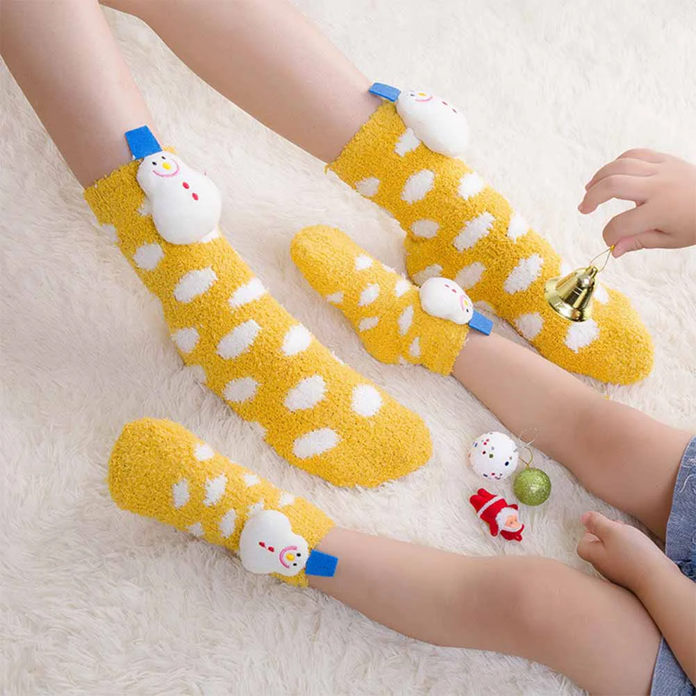 

1pcs Skid Resistance 3D Snowman Socks Coral Fleece Warm Xmas Sock Socks for Infant