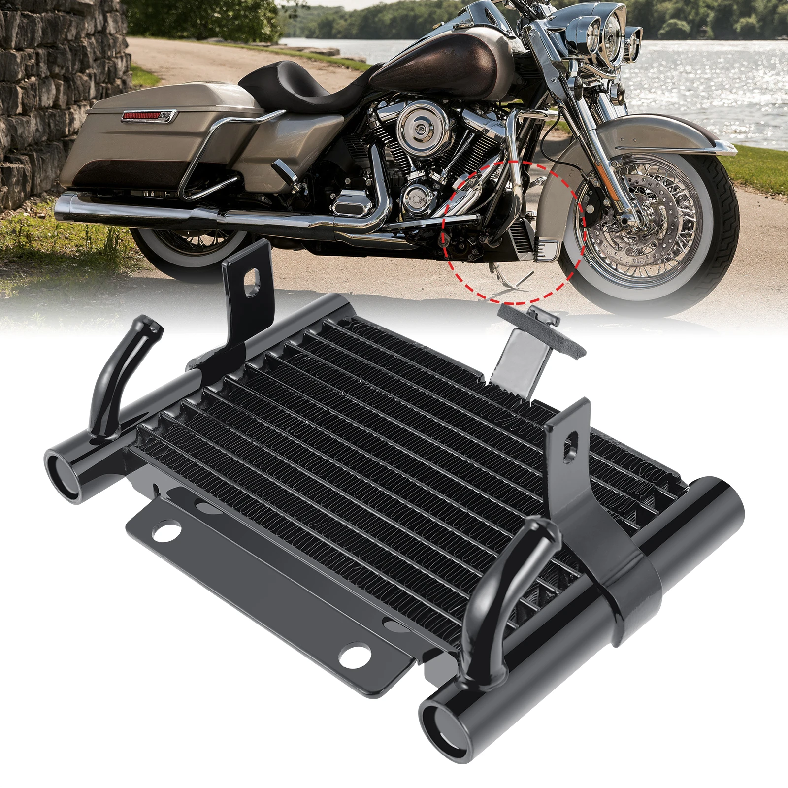 

Радиатор масляного радиатора мотоцикла подходит для Harley Touring Road King Electra Glide Street Glide Road Glide 2017-2023