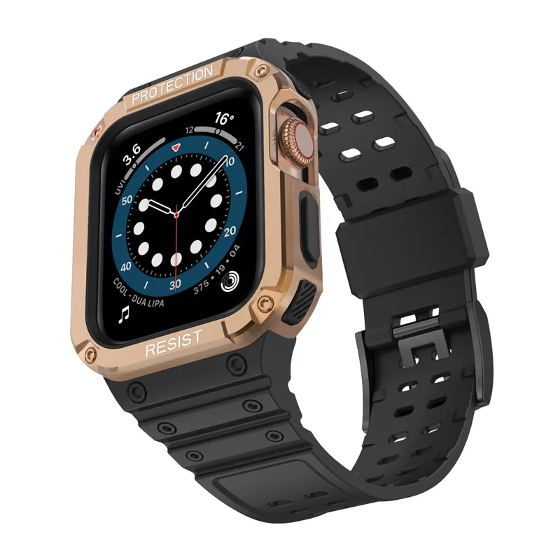 Ремешок и чехол для Apple Watch series 7 Band 45 мм с бампером прочные мужские ремешки