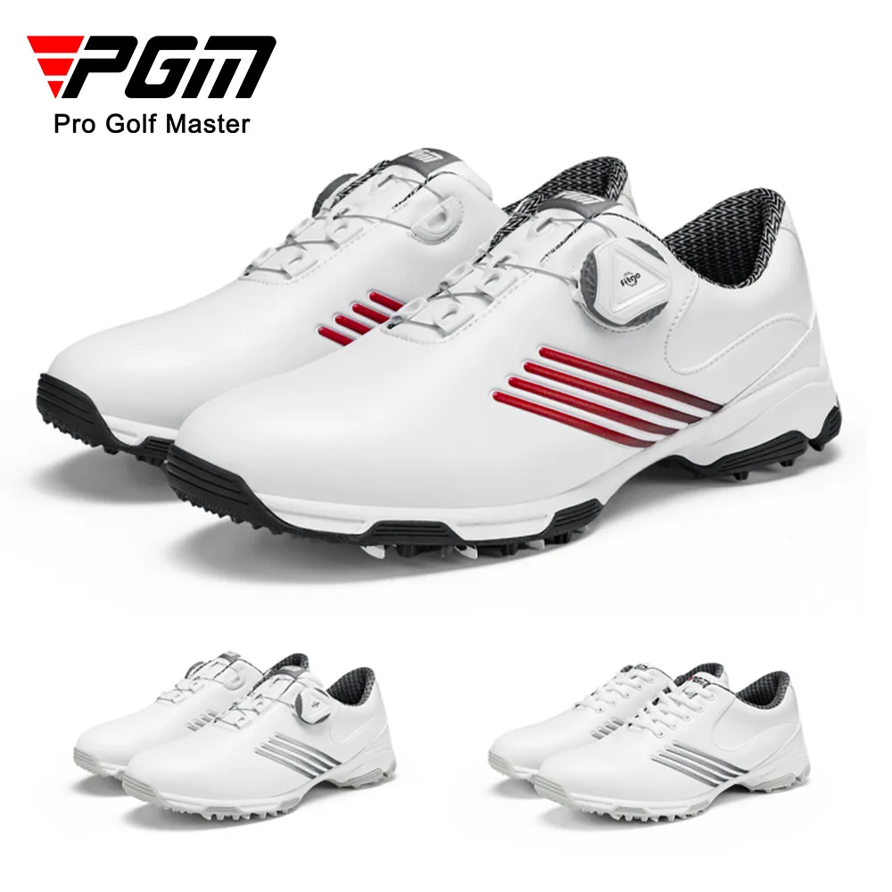 

Мужская обувь для гольфа PGM, водонепроницаемая кожа из микрофибры, удобные дышащие Нескользящие кроссовки для тренировок