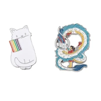 anime movie spirited away hard enamel pin cartoon white dragon and girl character brooches for fans jewelry gifts