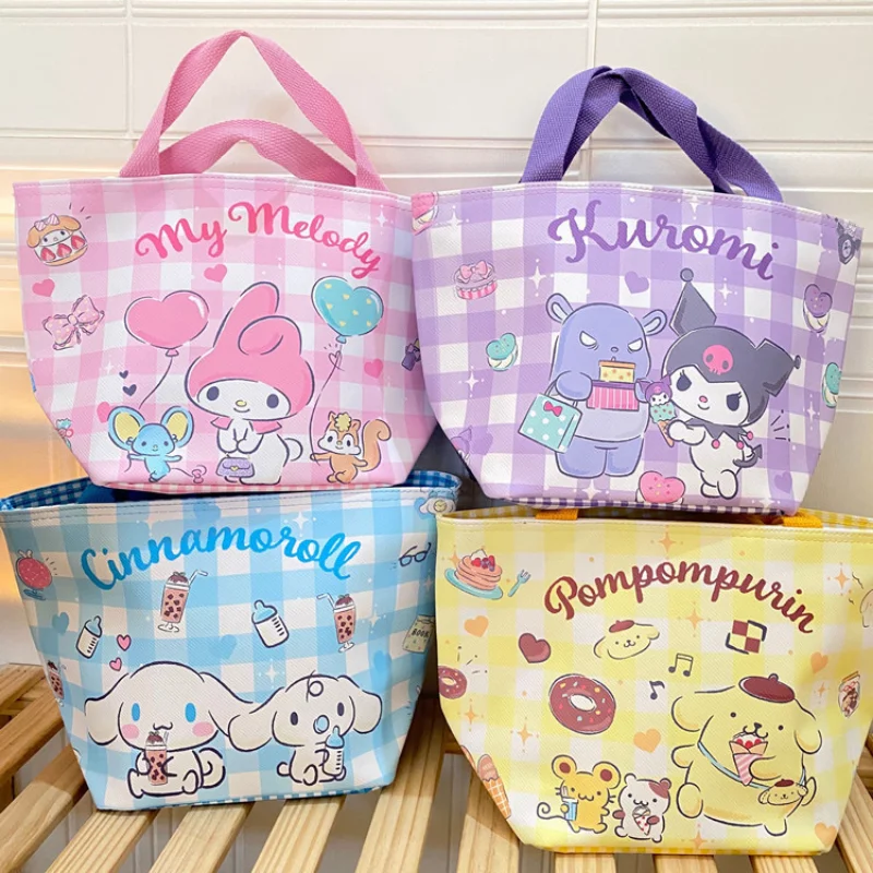 

Kawaii Sanrio, Hello Kitty Bento сумка аниме Kuromi Cinnamoroll PU водонепроницаемый Ланч-бокс изоляция охладитель сумка для хранения еды Tote