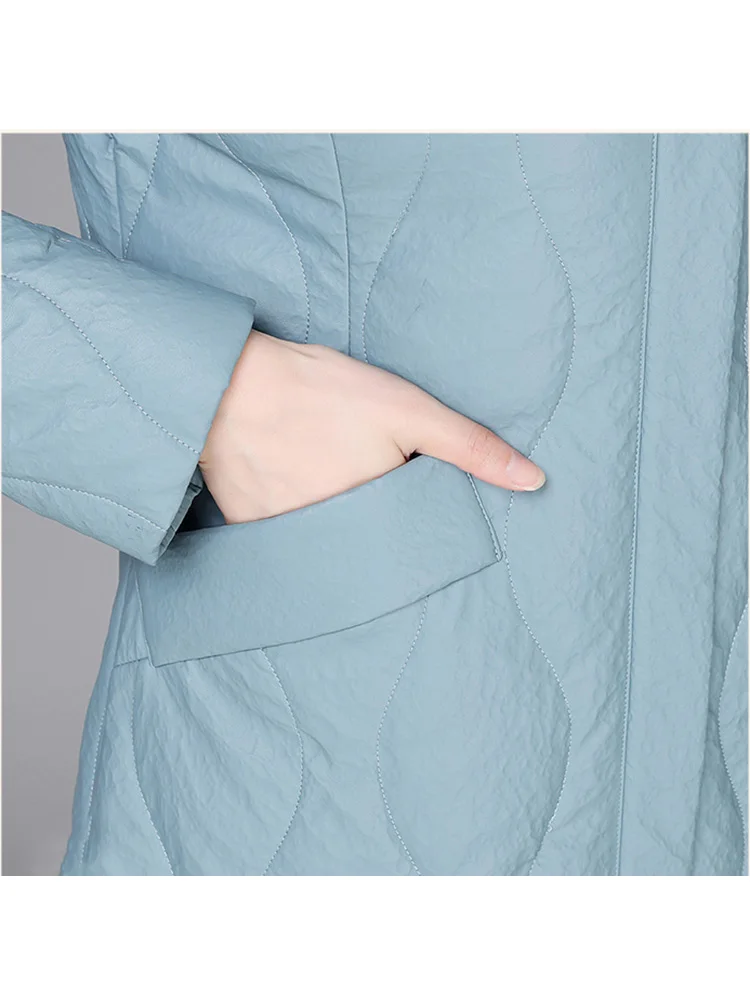 New Women Leather Down Coat Winter Casual Warm Real Fox Fur Collar Hooded Sheep Leather Down Coats Loose Long Thicken Outerwear