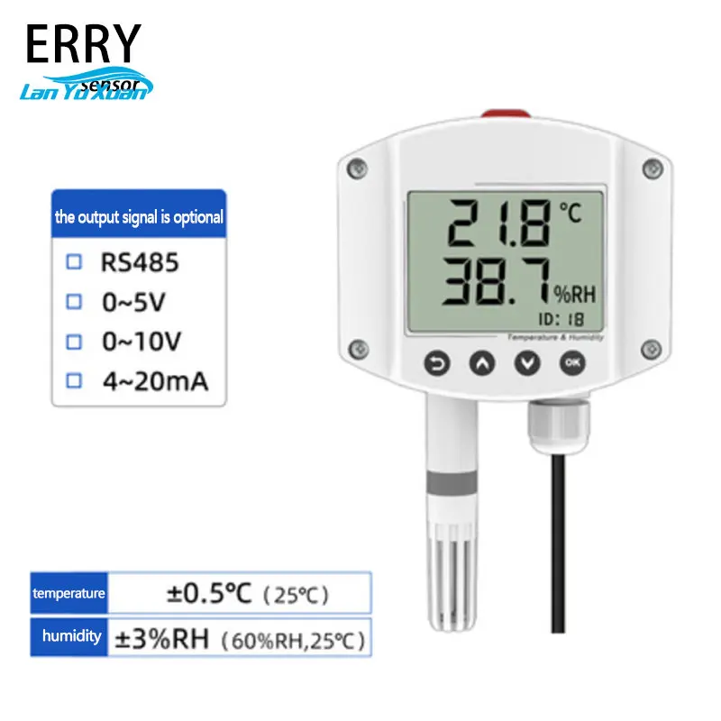 

Датчик температуры и влажности с ЖК-дисплеем, высокоточный передатчик для теплиц с защитой от дождя и снега