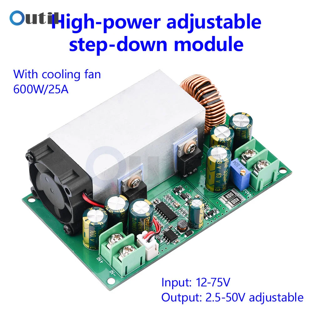 Регулируемый понижающий модуль, регулируемая плата преобразователя напряжения 12 В-75 в до 5 В/12 В/19 в/21 в/24 В/48 в