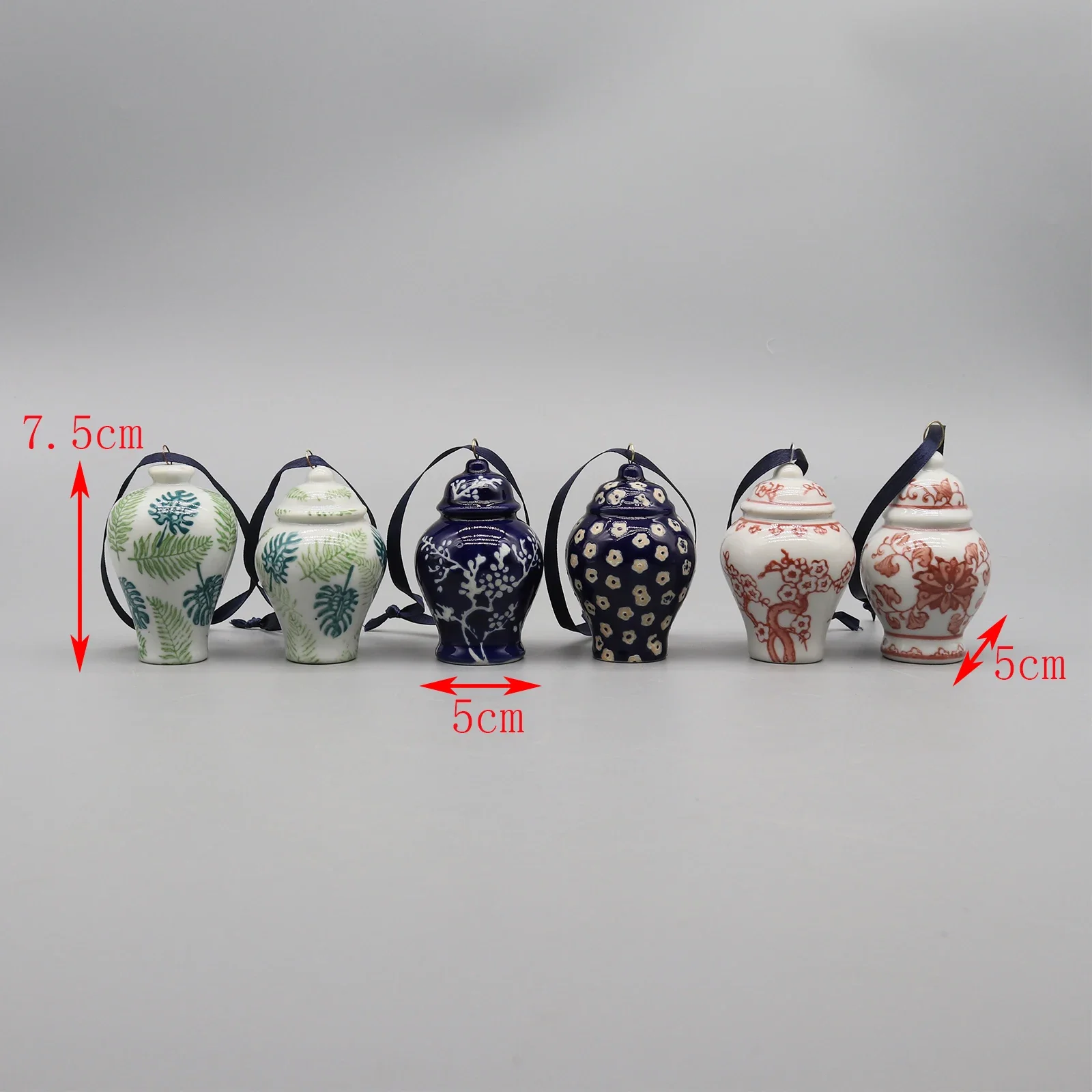 Керамические Подвески набор из 6 Мини керамических банок рождественские