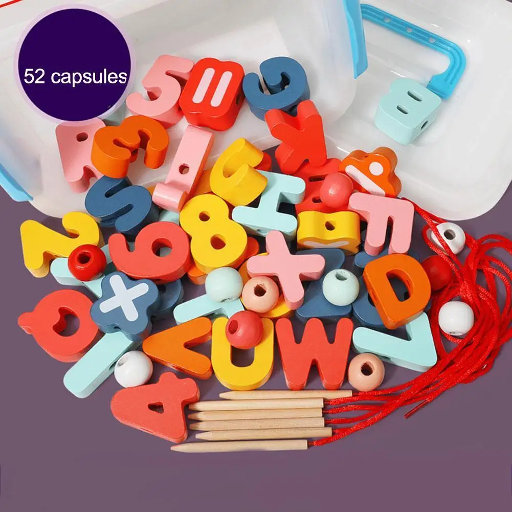 

Wooden Toys Baby DIY Toy Cartoon Fruit Animal Stringing Threading Wooden Beads Toy Monterssori Educational For Kids C6F8