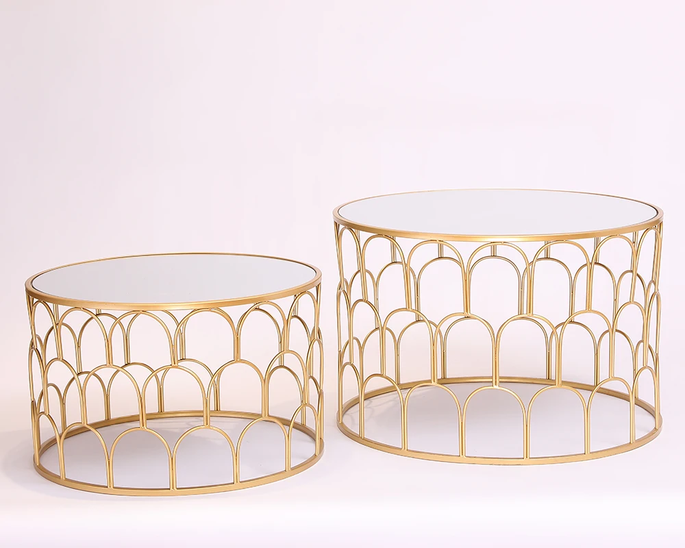 

Metal round short table top mirror round coffee table
