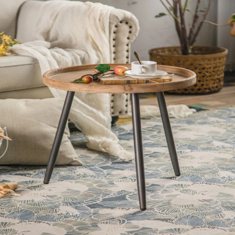 

Американский Круглый маленький чайный столик из массива дерева в стиле ретро с изображением дивана края, для гостиной, балкона, маленький стол, креативный Индивидуальный Круглый несколько