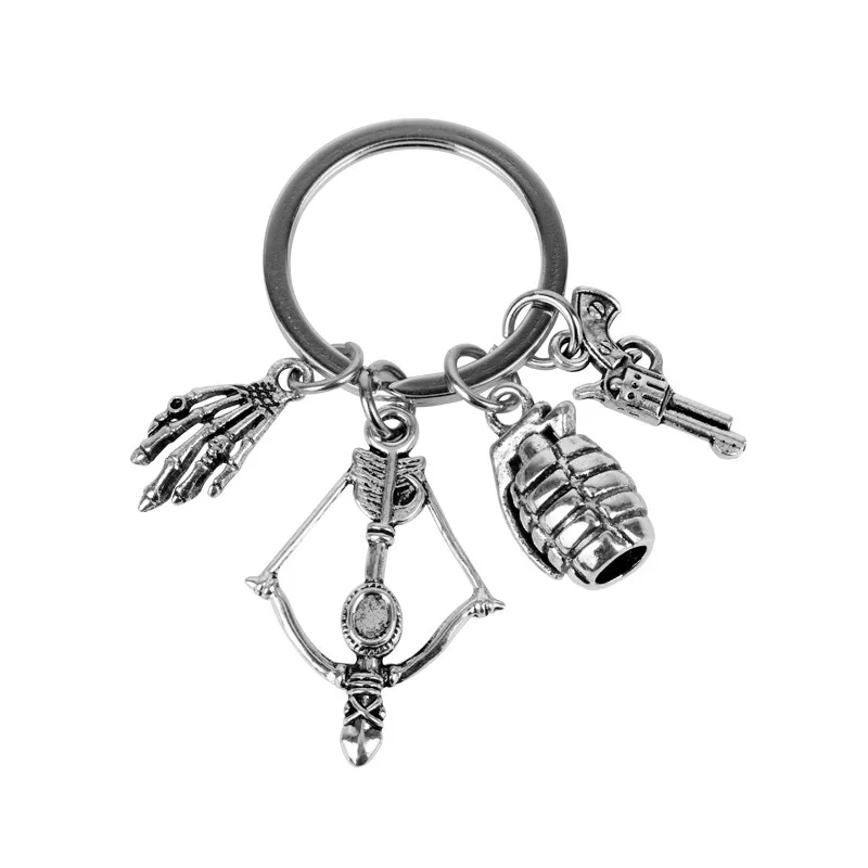 

Vintage Crossbow Charm Keychain 2023 New Fashion Metal Grenade Motorcycle Wings Pistol Model Keyring Car Key Holder