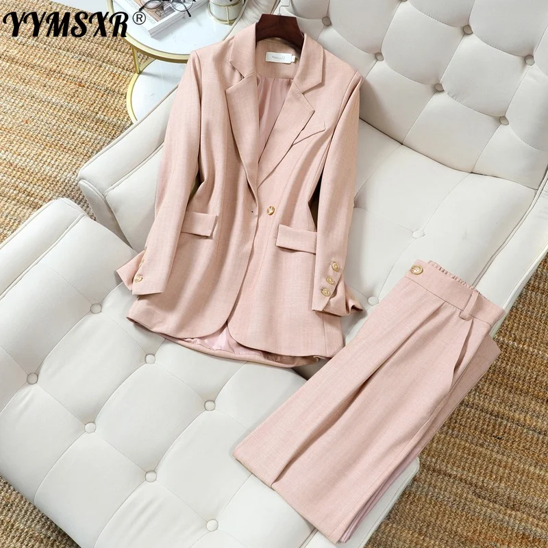 2022 New Autumn and Winter Plus Size Women Suit Office Professional Wear High-quality Jacket Casual Wide-leg Pants Two-piece Set