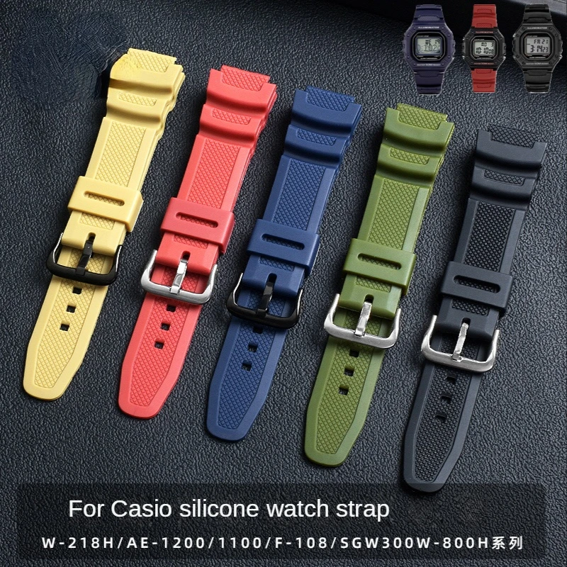 

Silicone Watch Strap for Casio W-218H F-108 Ae1200 1000 1300 Series Tape Men Waterproof Sweat-Proof Watchband Accessories
