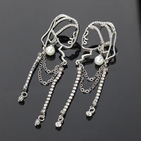 wearing earrings for girly women pearl exaggerated personality portrait silhouette long tassel kpop jewelry emo simple gift diy
