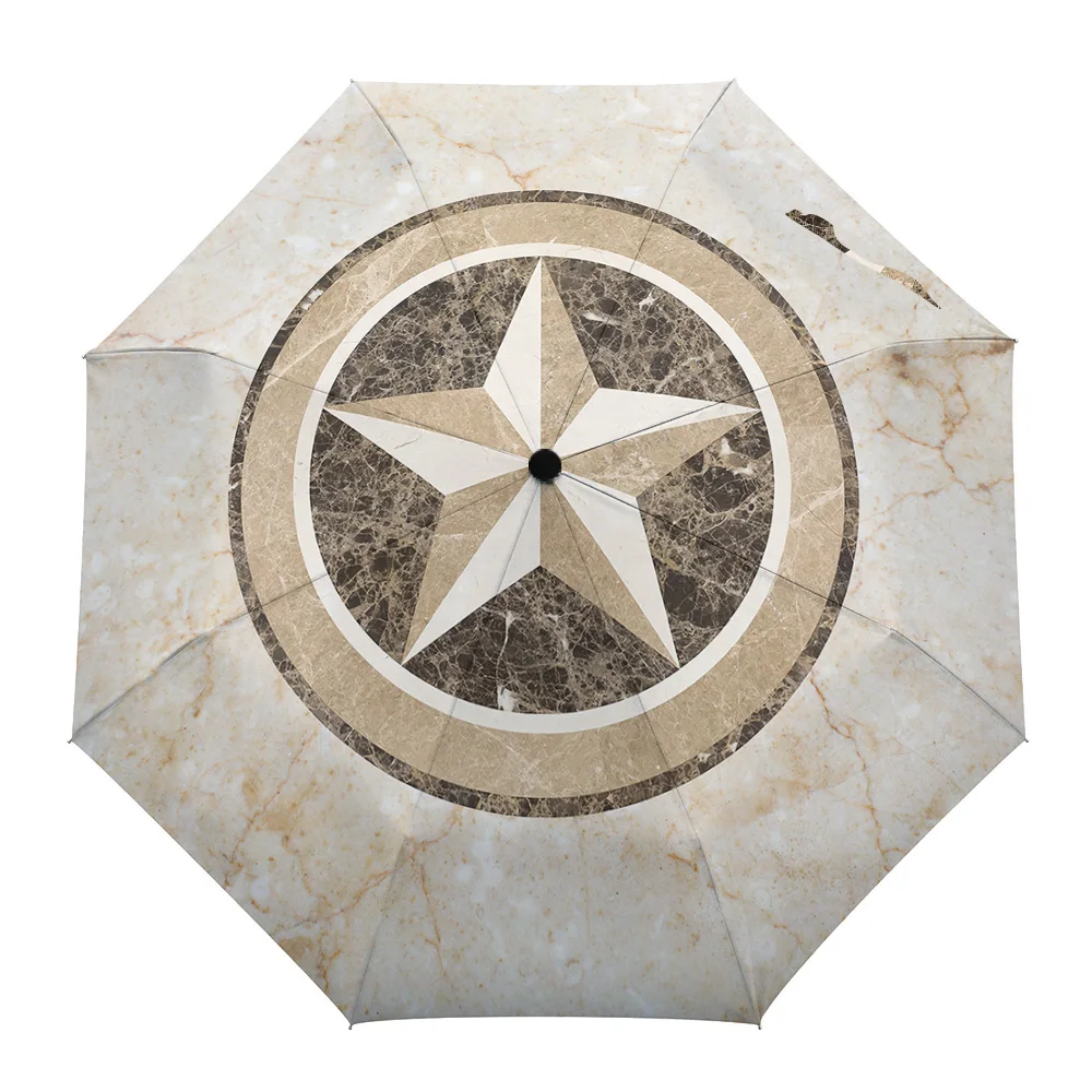 

Marble Five-Pointed Star Fully-automatic Umbrella for Outdoor Kids Adults Printed Umbrella Foldable Eight Strand Umbrella