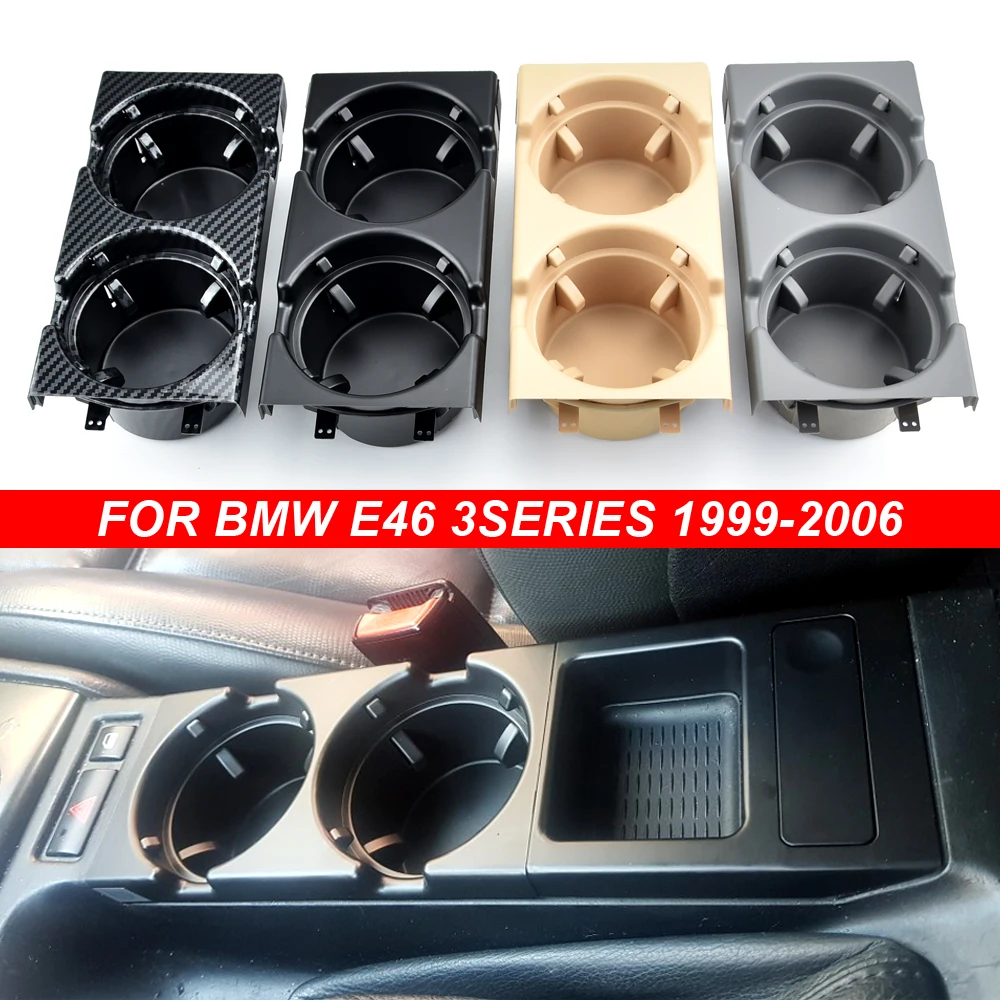 

Car Center Console Water Cup Holder Beverage Bottle Holder Coin Tray For Bmw 3 Series E46 Series 1998-2006 Black/Carbon Fiber