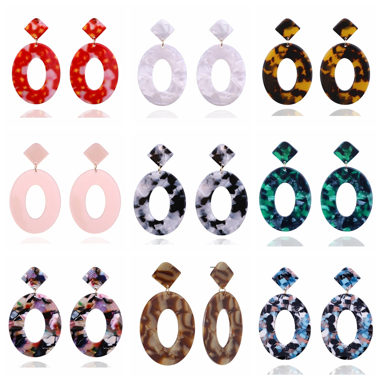 

6 Pairs Statement Rattan Resin Earrings for Women Girls Fun Acrylic Hoop Drop Dangle Earring Jewelry Set Sensitive Ears