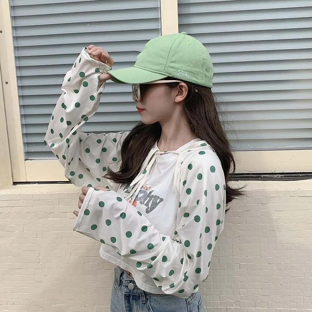 

For Women UV Protection Wave Point Driving Long Sleeve Cycling Sun Protection Shawls Ice Silk Sleeves Arm Sleeves