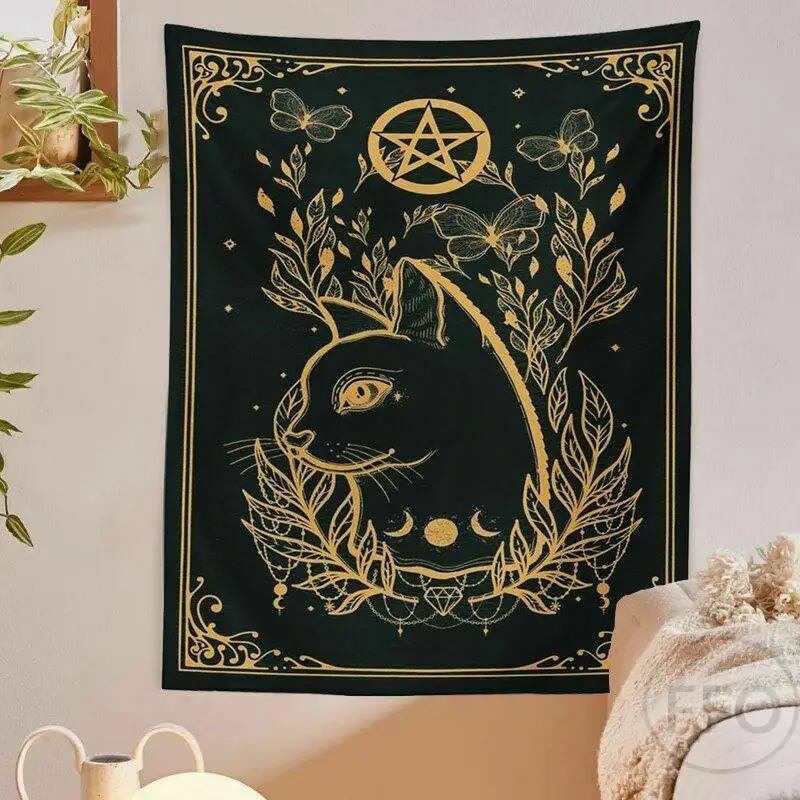 

Moon Phase Cat Wall Hanging Tapestry Astrology Vintage Boho Tarot Witchcraft Tapestry Room Decor Aesthetic Bedroom Decoration