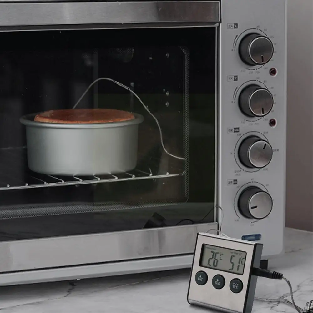 

Digital Barbecue Meat Thermometer Steel Probe Food Timer Thermometer Kitchen Oven Thermomet Cooking Temperature N7e7