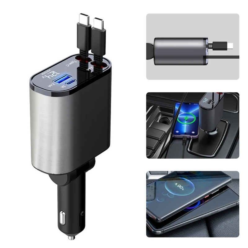 

Fast with 2 USB C for Car Retractable Car with Wire 2 USB Ports Drop Shipping