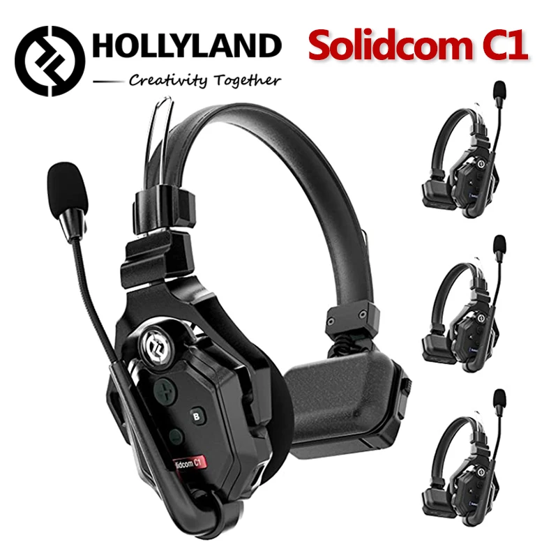 

Hollyland Solidcom C1 Wireless Intercom System 1000ft Team Communication Headset For Commercial TV Film Production Drone Video