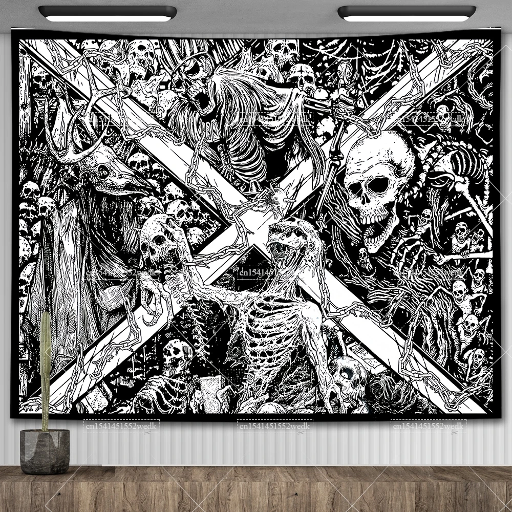 

Гобелен Черно-белый Скелет сглаза FFO