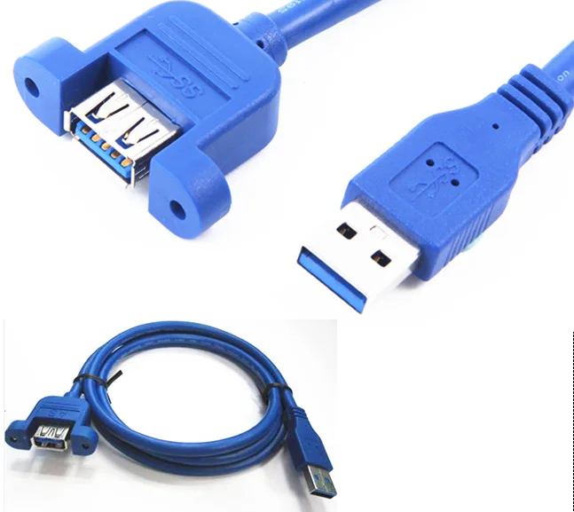 

USB3.0 Extension Cable USB 3.0 Cable Male to Female Extender Data Sync with Screw Panel Mount Connector for Printer Hard Drive