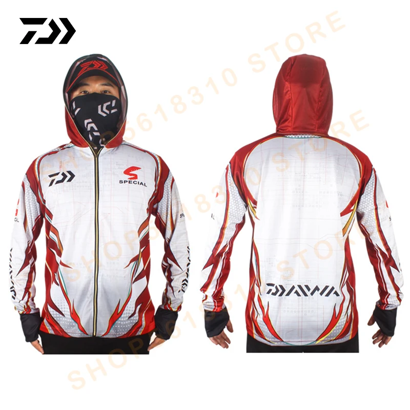 

Summer A Fishing Shirt Sun Protection Fack Neck Outdoor Breathable Clothes For Fisherman Quick Dry Anti-UV Fishing Hooded