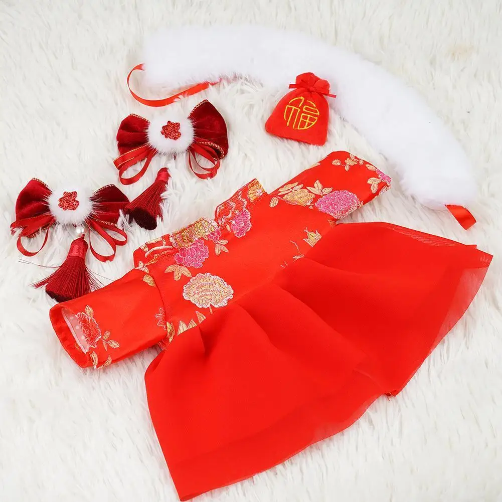 

Одежда для кукол, Китайский Фу, милый комбинезон, кавайная плюшевая игрушка 30-50 см, одежда с тигром, новогодние подарки, набор аксессуаров дл...