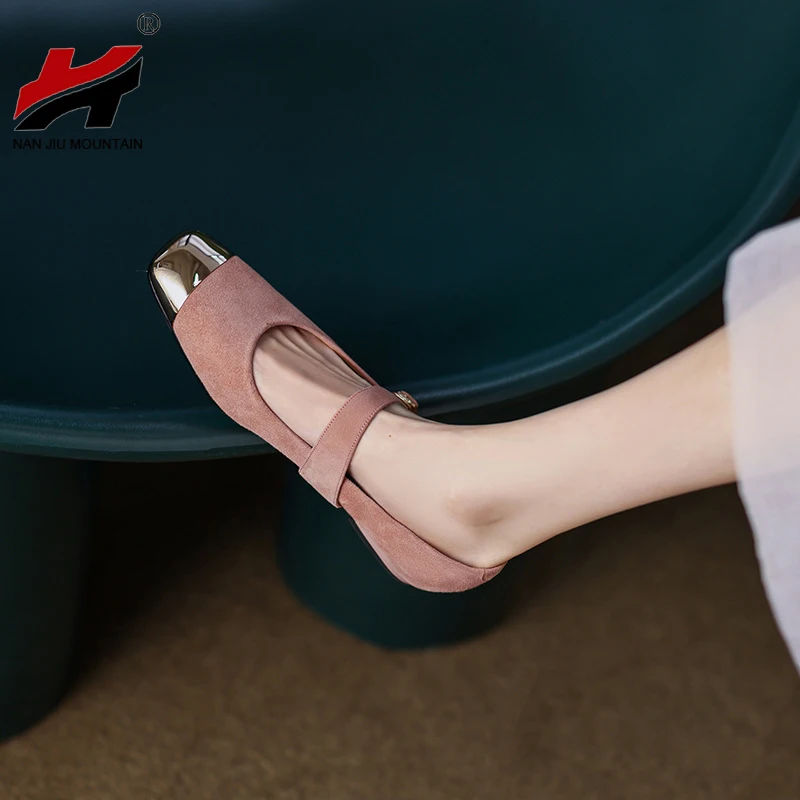 2022 тонкие туфли с квадратным носком Женская обувь на плоской подошве