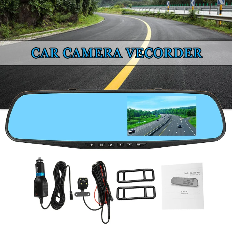 

Car DVR Camera 4.3 inch Full HD 1080P Automobile Data Recorder Rearview Mirror Dash Digital Video Recorder Dual Lens Camcorder
