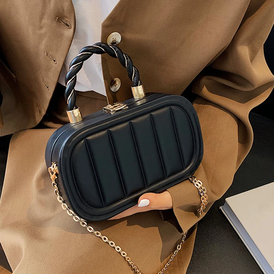 

Women Luxury Shoulder Cossbody Bags Fashion PU Leather Travel Handbags Purses Trendy Top-handle Bags Brand Chains Box Party Bag