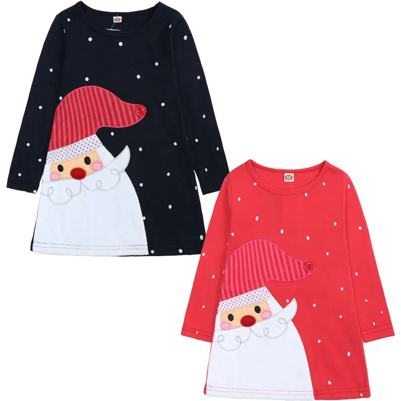 2022 Autumn Girls Christmas Dress Cotton Children Clothing Kid Girl Long Sleeve Snowman Dress Baby Clothes For Girl