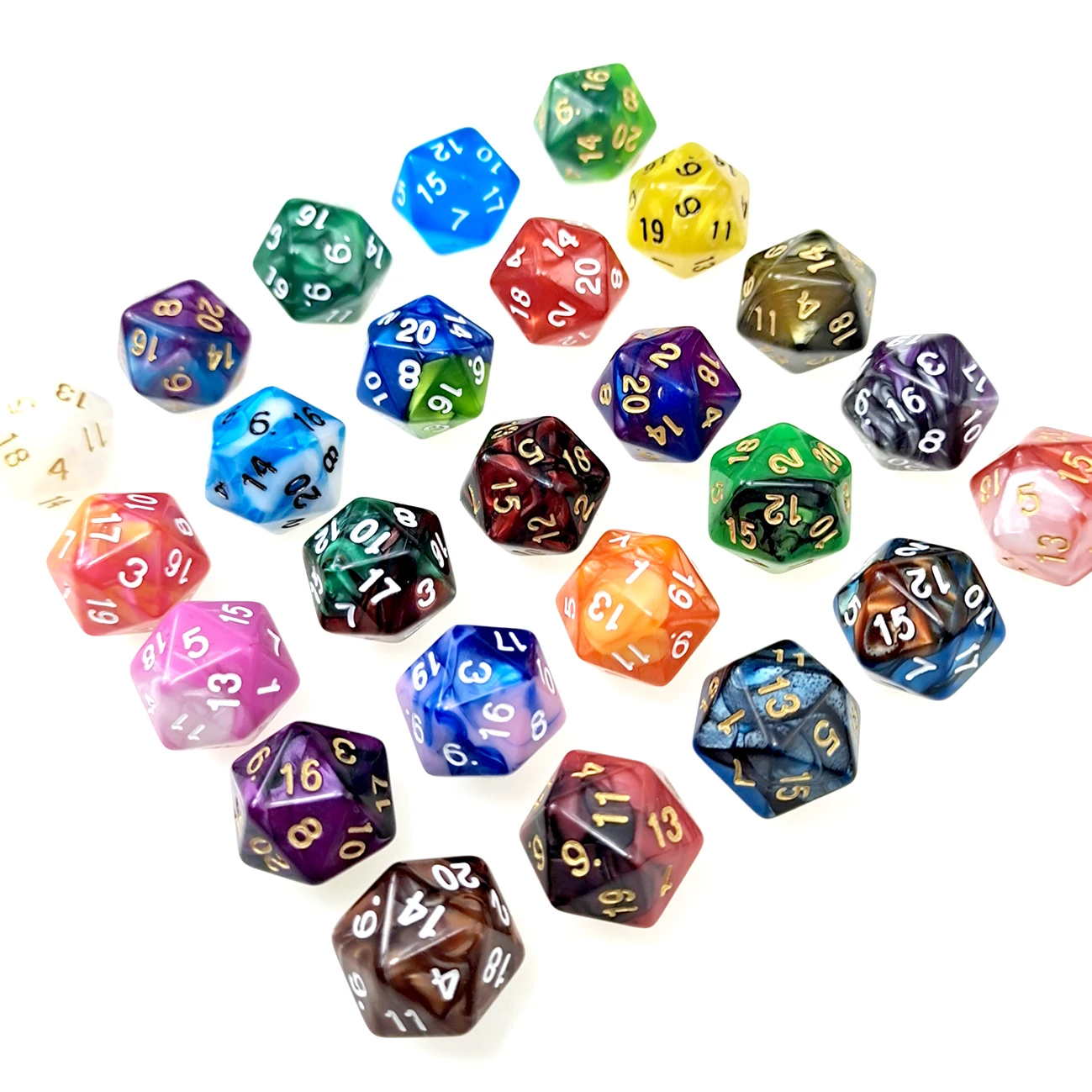 Одинарные D20 игральные кости двухцветные полигедральные двадцать лиц для