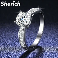 sherich 1ct moissanite diamond 100 925 sterling silver elegant sparkling charming ring women brand fine jewelry anillos mujer