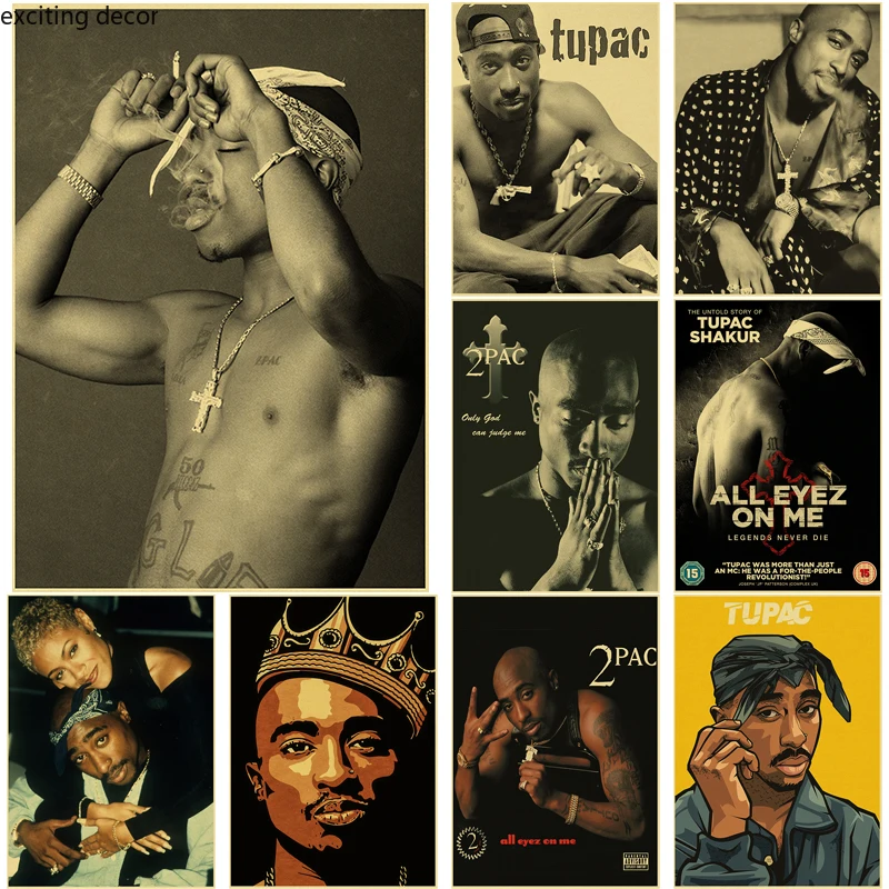 

Hip Hop Singer Tupac Poster Print Posters Rapper 2PAC Kraft Paper Vintage Home Room Bar Cafe Decor Aesthetic Art Wall Painting