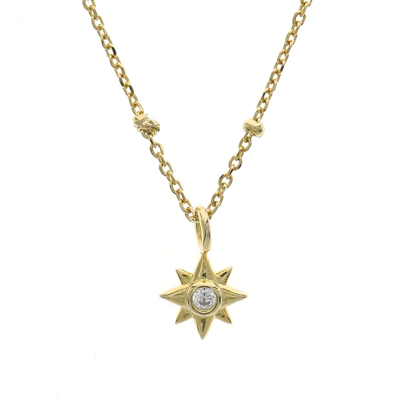 

18K Gold Plated Women's Jewelry 925 Sterling Silver Zircon Star Necklace North Star Necklace For Women