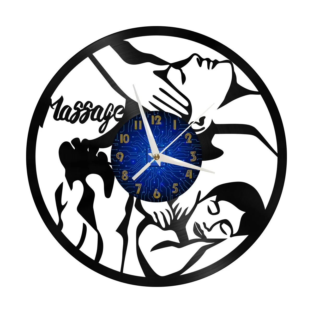 

Massage Service Vinyl Wall Clock, Vinyl Record Clock Wall Art Silent & Non-ticking