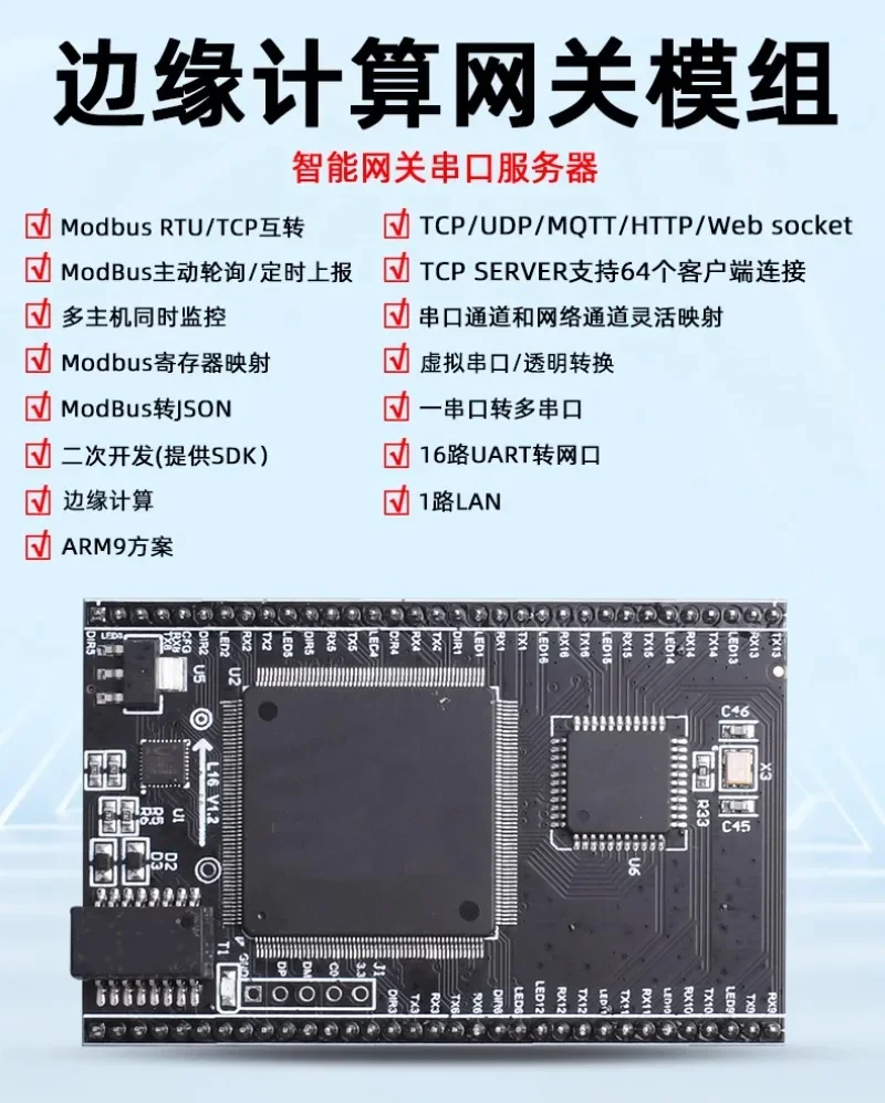 UART a Ethernet TTL 16 канли на la net di polling attivo da modbusrtu gateway elaborazione del bordo tcp