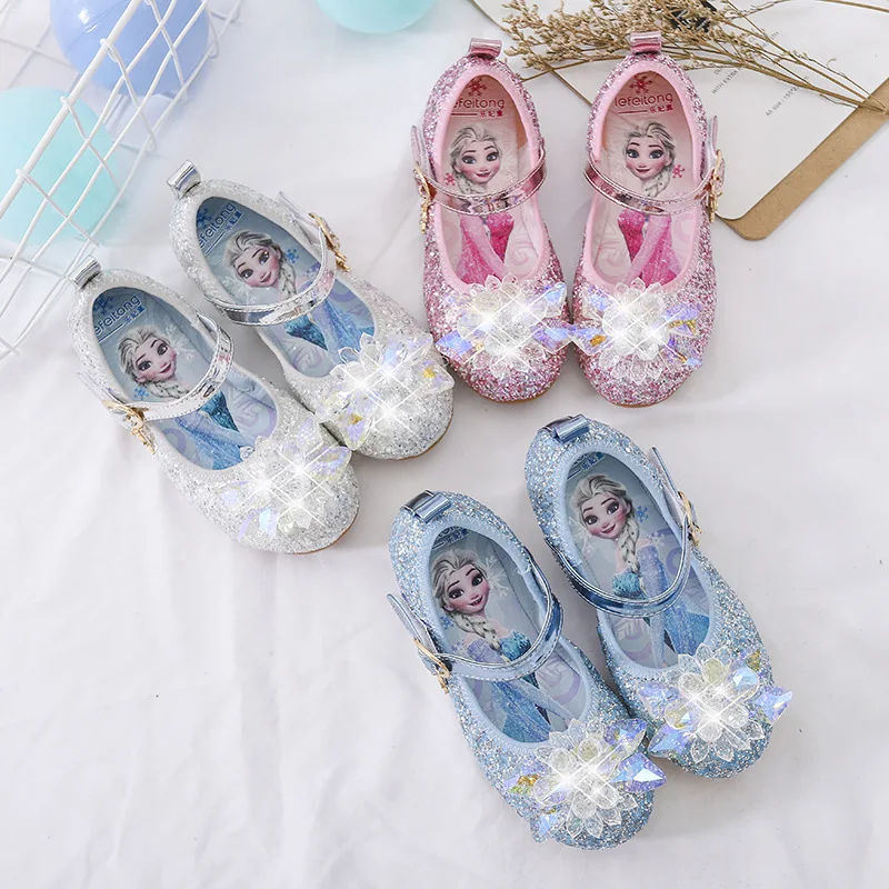 

Сандалии Disney «Холодное сердце» для девочек, танцевальная обувь принцессы, модная нескользящая обувь для маленьких девочек с кристаллами, сандалии, детский подарок на день рождения