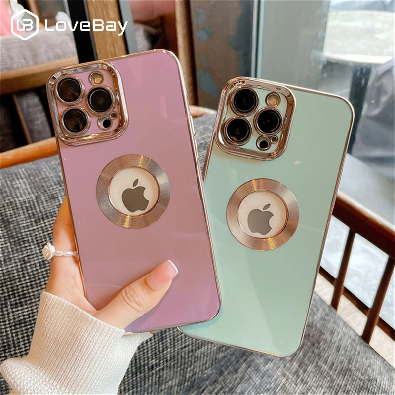 

New Electroplating CD Pattern Phone Case For iPhone 13 12 11 Pro Max X XR XS Max 7 8 Plus SE 20 Hollow With Lens Film Soft Cover