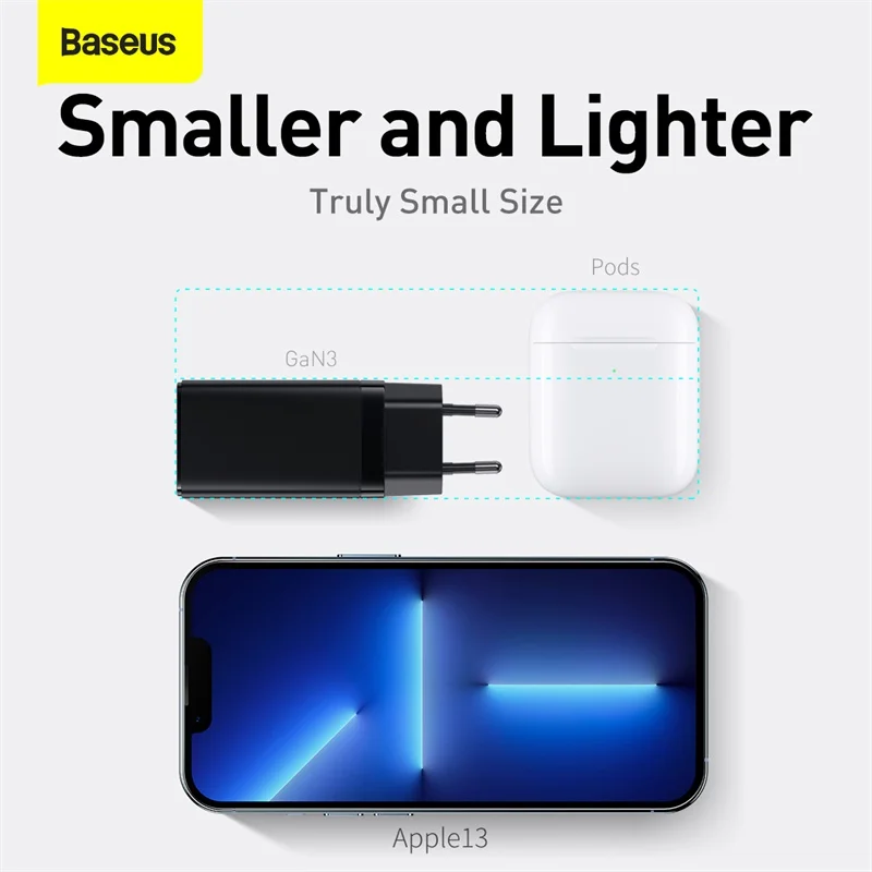 Baseus GaN 65W USB C Charger Quick Charge 4.0 3.0 QC4.0 QC PD3.0 PD USB-C Type C Fast USB Charger For iPhone 14 13 Pro MacBook