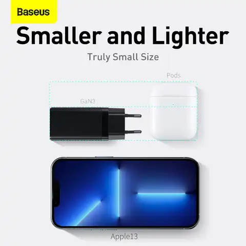 Baseus Ган 65W зарядное usb-устройство Quick Charge 4,0 3,0 QC4.0 QC PD3.0 PD USB-C кабель USB Type-C с функцией быстрой USB зарядное устройство для iPhone 12 Pro Max Macbook