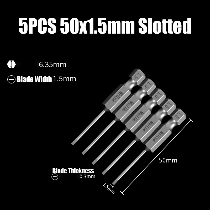 

Набор электрических шлицевых отверток, 50 мм, 75 мм, 100 мм, 1,5-6 мм, магнитная плоская ударная головка, 6,35 мм, сверло с шестигранным хвостовиком