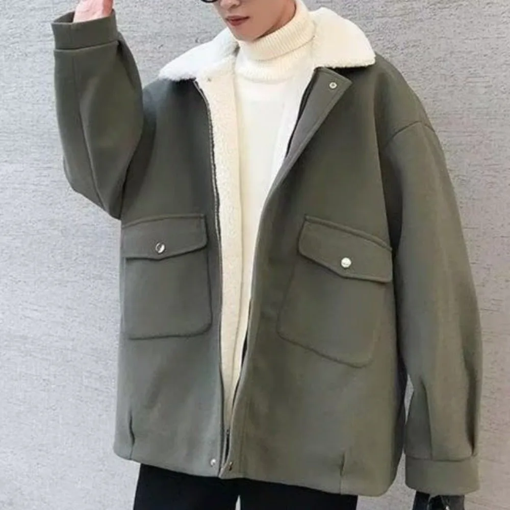 

Hong Kong wind cashmere coat with loose thick warm cotton coat