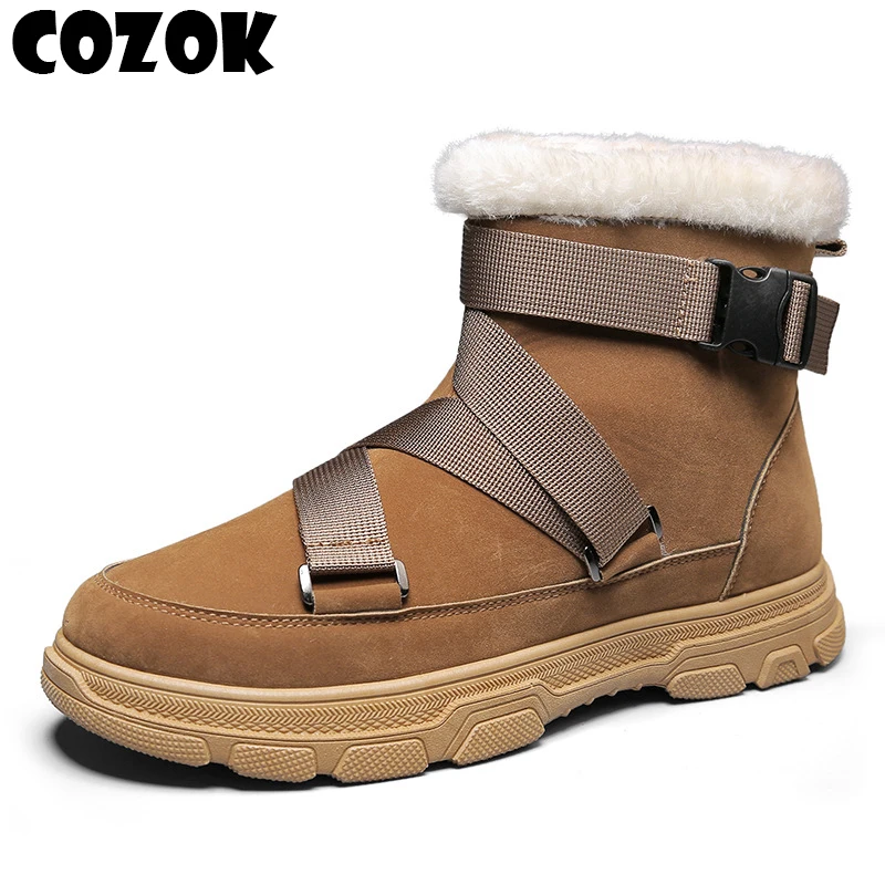 

Winter Warm Boots Men Lightweight Ankle Snow Boots Male Comfortable Plush Cotton Shoes Unisex Outdoor Anti-Slip Walking Footwear