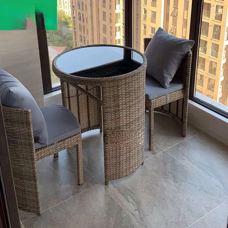 

Balcony chair combination is modern and contracted web celebrity household small tea table rattan 3 pieces courtyard leisure bac